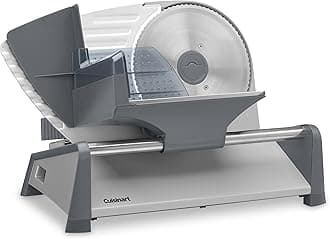 Cuisinart Kitchen Pro Food Slicer, Meat Slicer with Slice Control Knob Adjusts from 1/32" to 1/2" to Slice Bread, Roasts, and Firm Cheeses, Removable 7.5" Stainless Steel Cutting Blade, FS-75, Gray