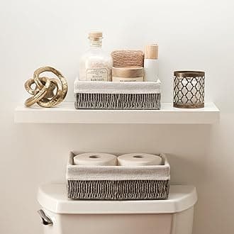Beautiful Toilet Paper Storage Basket Set of 2 – Decorative Wicker Bathroom Organizer for Toilet Tank Trays - Quality Holder Bin for Shelves Fits Perfectly with Any Bathroom Decor