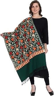 SWI WITH LABEL Women's Kashmiri Aari Embroidered Wool Stole