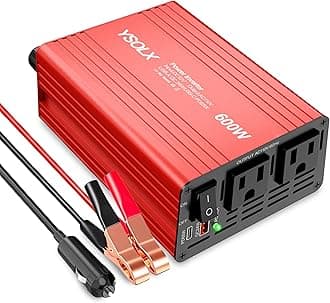 YSOLX 600W Power Inverter, DC 12V to 110V AC Car Inverter with Dual USB C/A Fast Car Charger Adapter(Updated)