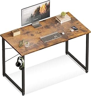 ODK 40 Inches Small Computer Desk, Home Office Desk for Small Spaces, Writing Desk with Headphone Hooks, Vintage