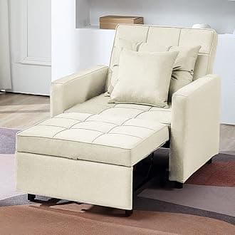 BIGSYY 3-in-1 Chair Bed, Folding Sofa Bed with Adjustable Backrest, Pull Out Sleeper Multi-Functional Single Armchair,Modern Linen Fabric (Linen White) by Boahaus