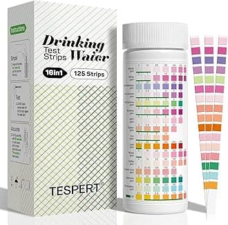 Water Testing Kits for Drinking Water: 125 Strips 16 in 1 Well and Drinking Water Test Kit, TESPERT Water Test Strips with Hardness, pH, Lead, Iron, Copper, Chlorine, and More