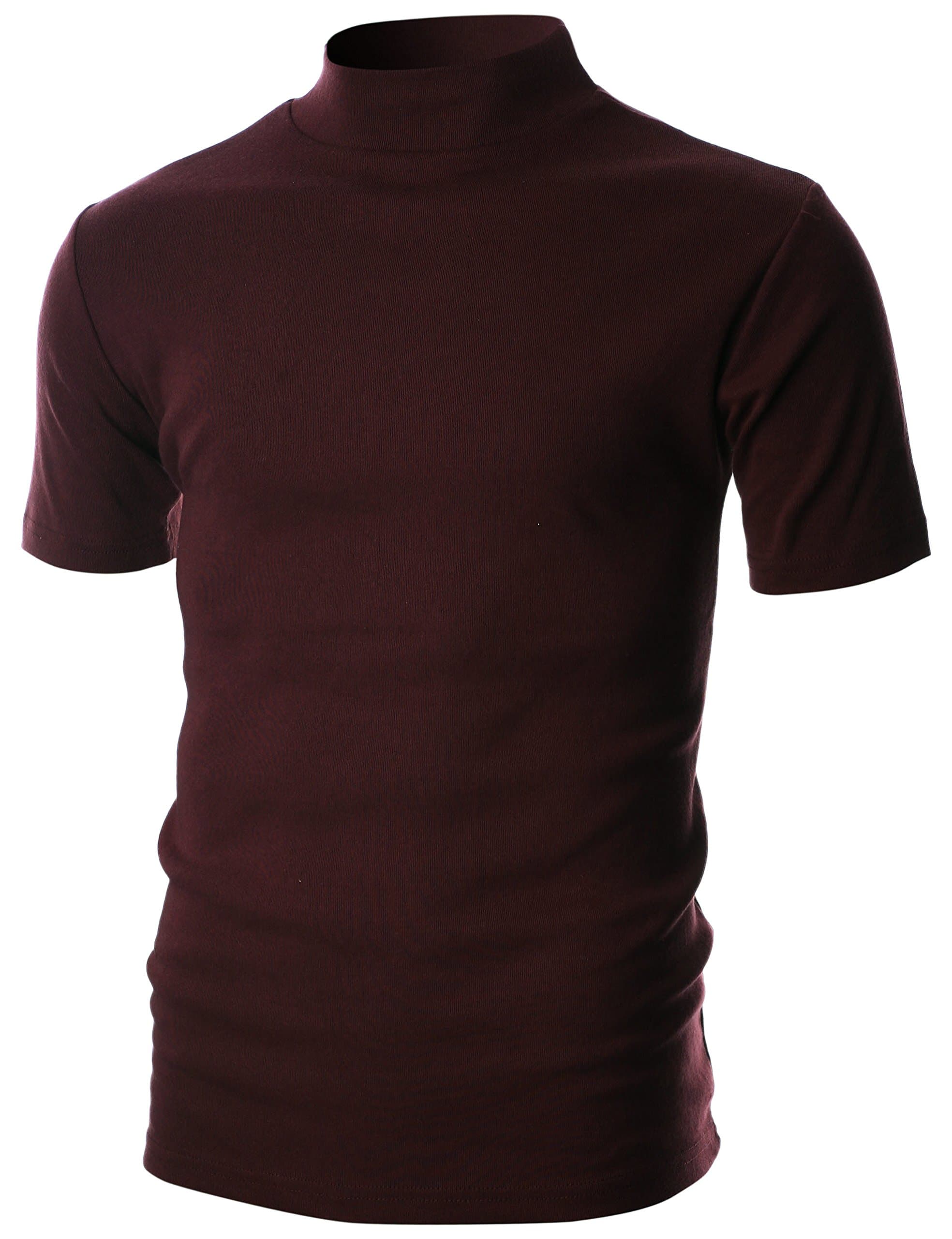 Ohoo Mens Short Sleeve Mock Turtleneck Basic Tops Lightweight Slim Fit Pullover Sweater