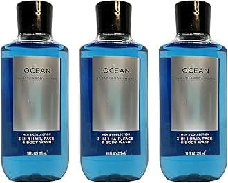 Lot of 3 Bath and Body Works Ocean Signature Collection 2 in 1 Hair Shampoo Body Wash for Men 10 Fl Oz