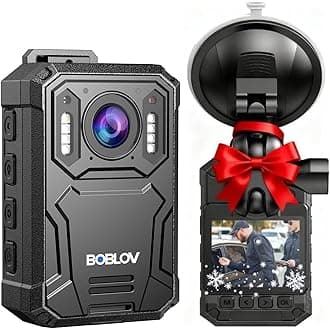 BOBLOV KJ23Pro 2K Body Camera, 128GB Body Worn Camera with Night Vision, 4000mAh Battery for 15 Hours Continuous Recording, with Car Suction for Dashcams, Law Enforcement, Security, Outdoor Work