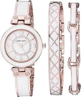Women's Glitter Accented Bangle Watch and Bracelet Set, AK/3296