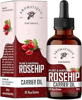 Aromatique Rosehip Oil for Face - Rose Hip Oil for Skin, Nail, Face, Hair - Rosehip Oil for Men and Women - All Types of Skin - 15 ml