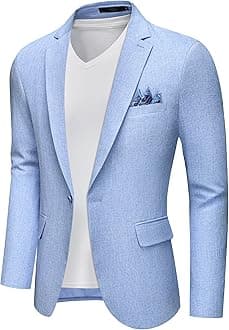 MAGE MALE Men's Slim Fit Blazer Jackets Suit One Button Lightweight Sport Coats Casual Blazer