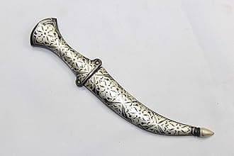 Dagger Knife 1 Pc Mughal Silver Work Handmade Damascus Steel Blade Handle B765