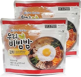 Minecook Kimchi Bibimbap Meals Ready to Eat 2 Packs of Bibimbap Korean Mixed Rice Bowl 100g 2 Packs (3.53oz*2) 335 Kcal each (Kimchi)