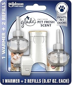 PlugIns Refills Air Freshener Starter Kit, Pet Fresh Scent, Scented and Essential Oils for Home and Bathroom, 0.67 Fl Oz, 1 Warmer + 2 Refills