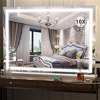 Hasipu Makeup Mirror with Light LED Makeup Mirror with Dimming Function 3-Step Dimming Touch Screen Operation Makeup Mirror White (80 × 55 cm - White)