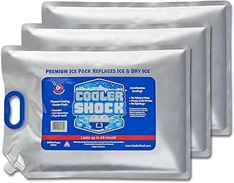Cooler Shock Reusable Ice Packs for Cooler - Long-Lasting Freezer Packs with Built-in Handle - Large Cooler Size, Pack of 3