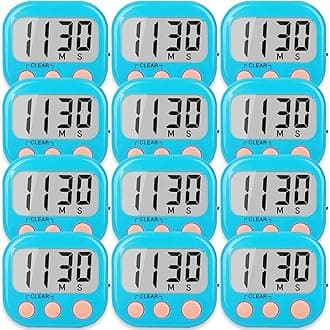 12 Pack Kitchen Timers Loud Ring Digital Timers for Cooking Magnetic Blue