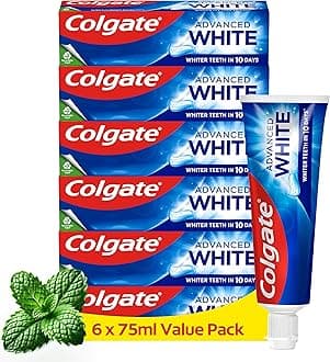 Advanced White Toothpaste, 6 x Multi Action Whitening Toothpastes with Cavity Protection Fluoride Formula for Whiter Teeth, Bulk/Value Set, 125 ml (Pack of 6)