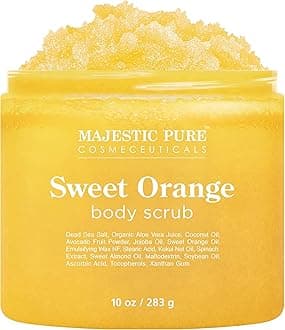 Sweet Orange Body Scrub - Exfoliates, Moisturizes, and Nourishes Skin, 10 oz