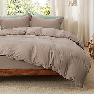 BedsureDuvet Cover Full Size with Fitted Sheet - 4 Pieces Prewashed Extra Soft Bedding Set, Includes 1 Duvet Cover 80x90 Inches with Zipper Closure, 2 Pillow Shams, 1 Fitted Sheet, Khaki