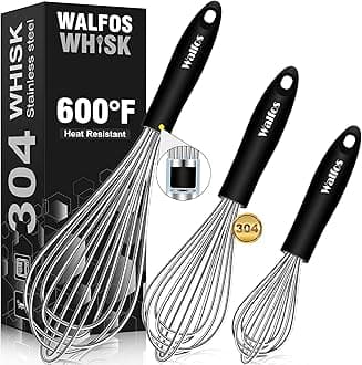 Stainless Steel Wire Whisk Set - 3 Packs Balloon Whisk, Thick Wire Wisk ＆ Strong Handles, Egg Frother for Cooking, Blending, Whisking, Beating and Stirring (7"+9"+11")