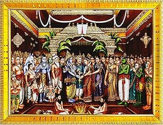 Srinivasa Kalyanam Photo Frame For Wall / Table / Pooja Room ( 7x9 inches, Acrylic Glass) Golden