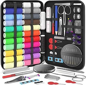 CoquimboCoquimbo Sewing Kit for Adults, Kids, Beginner,Traveler,Portable Sewing Supplies Contains Soft Tape Measure, Scissors, Thimble, Thread, Sewing Needles etc(Black, M)