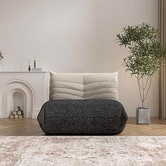 Bean Bag Chair, Loveseat Fireside Chair Bean Bag Sofa Large Bean Bag Chair for Adults, 2 Seater Bean Bag Chairs for Teens with High Density Comfortable Foam, Bean Bag for Living Room (Black&white)