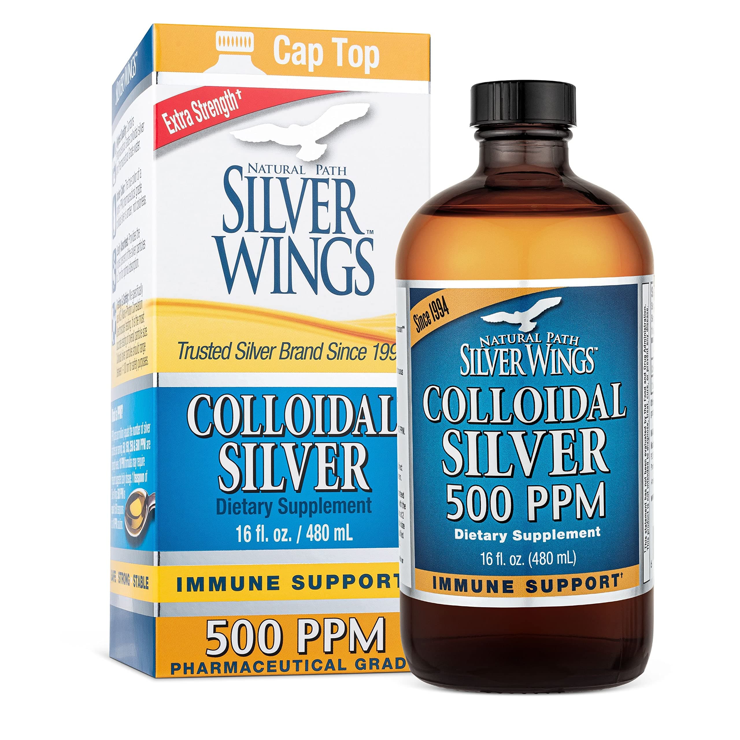 Colloidal Silver 500ppm (2,500mcg) Immune Support Supplement 16 fl. oz.