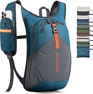 BECOJADDE 15L Small Hiking Backpack for Men Women Foldable Packable Back Pack Ultralight Hiking Daypack for Travel Camping Outdoor, Turquoise