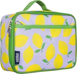 Wildkin Kids Insulated Lunch Box – Durable and Reusable for School & Travel - Lilac Lemonade