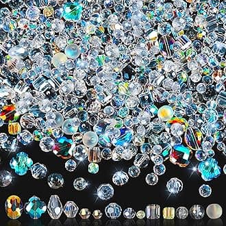 1272Pcs Glass Beads for Jewelry Making, Assorted Crystal Beads with Loose Beads for Bracelet Earring Necklace Suncatchers DIY Crafts Jewelry Making, AB Color