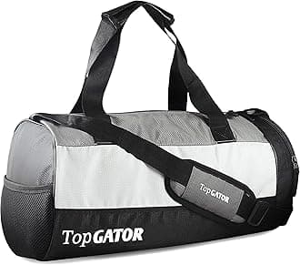 Polyester Gym Bag Sports Duffel With Shoe Compartment 34 L (Grey/Black), 25 Cm
