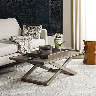Safavieh Home Collection Arleana Light Oak Cross Leg Coffee Table with Tray