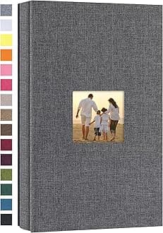 potricher Small Photo Album 4x6 300 Photos Linen Cover Picture Photo Book for Family Wedding Anniversary Baby Vacation (Gray,300 Pockets)