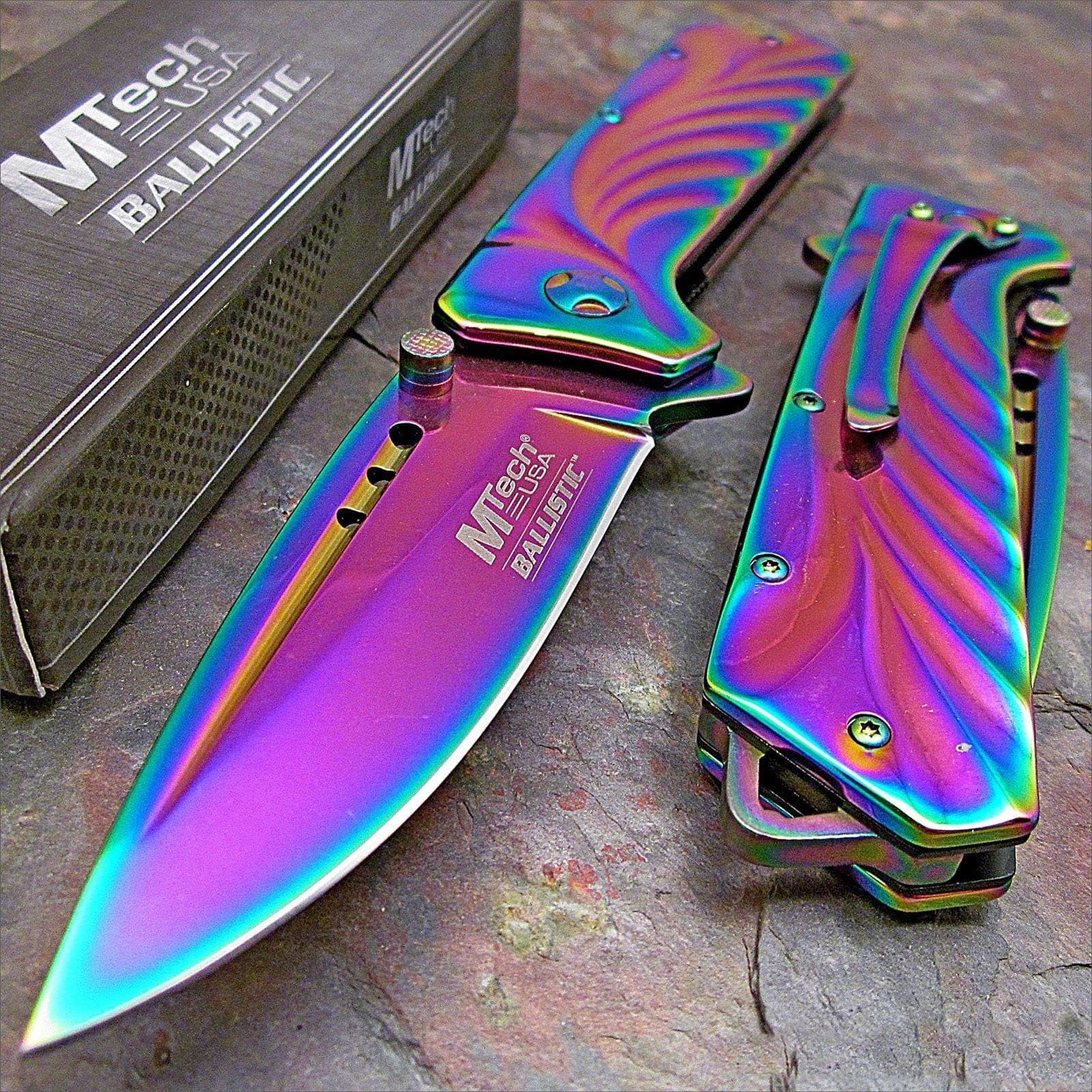 Mtech Rainbow Titanium Tactical Folding Rescue Pocket Knife