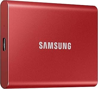 SAMSUNG T7 Portable SSD 2TB - Up to 1050MB/s - USB 3.2 External Solid State Drive, Red (MU-PC2T0R/AM)