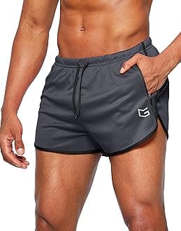 G Gradual Men's Running Shorts 3 Inch Quick Dry Gym Athletic Jogging Shorts with Zipper Pockets