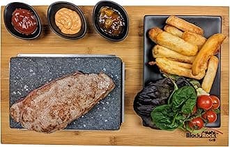Black Rock Grill Steak Stone Grill Set, Sizzling Lava Stone Steak Set