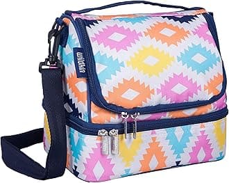 WildkinWildkin Two Compartment Insulated Lunch Bag for Boys & Girls, Measures 9 x 8 x 6 Inches Lunch Box Bag for Kids, Ideal Size for Packing Hot or Cold Snacks for School & Travel, BPA-Free (Aztec)