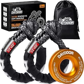DAYDOOR 56,000 LBS Soft Shackle Recovery Kit, 1/2" x 22" (2-Pack) with 7075 Aluminum Snatch Ring, Winch Accessory for Jeep Wrangler, Bronco, 4Runner, Tacoma, ATV/UTV/Jeeps/SUVs, 4x4 Off-Road(Gray)