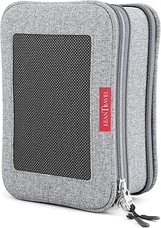 LeanTravel Premium Compression Packing Cubes for Travel - Suitcase Organizer Bags with Double Zipper & Breathable Mesh Panel - Space Saving Carry On Luggage Essentials (1 Small Bag, Grey)