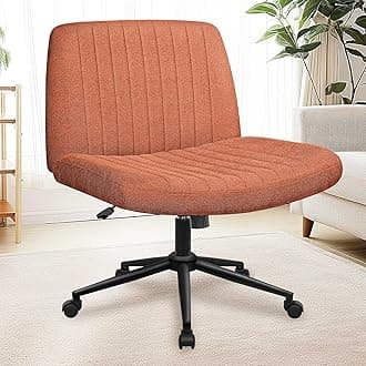 NEO CHAIR Criss Cross Chair with Wheels & Pads Home Office Cross Legged Chairs Ergonomic Computer Desk Task Wide Seat for Bedroom Vanity Comfy Swivel (Brown)The Forest Stewardship Council