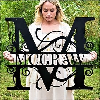 Custom Metal Name Sign | Metal Wall Art | Split Letter Monogram Wall Decor | Personalized Wedding Gift | Outdoor Sign