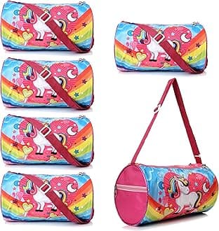 Asera Polyester 6 Pcs Duffle Bag for Kids/Boys/Girls | Whimsical and Sturdy Bag | Best for Travel and Play | Return Gifts Birthday Party for Kids (Unicorn), Multicolour
