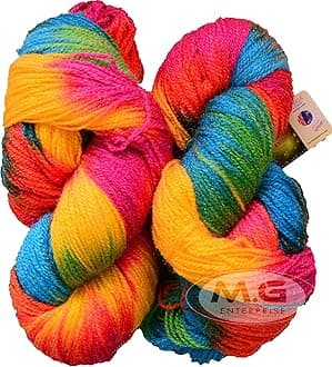 M.G ENTERPRISE Glow Knitting Yarn Wool, Rainbow 200 GMS Woolen Crochet Yarn Thread. Best Used with Knitting Needles, Crochet Needles-RO Art-CJE