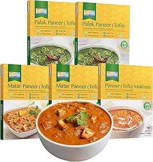 1932 Gluten-Free Meal Kits, Vegan Tofu Paneer Assortment, All-Natural Variety Pack, Heat & Eat Travel Friendly Meals, Authentic Indian Food with No Preservatives, Pack of 5