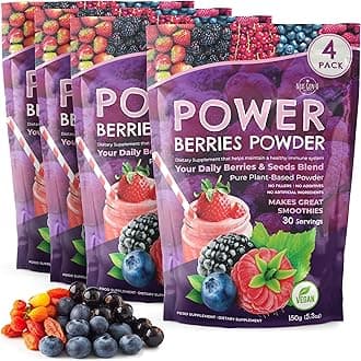 Super Berry Powder - 4 Pack, 150g Each - Immune Support - Food Supplement - Superfood Berries - Smoothie Mix for Shakes - Healthy Boost for Detox Juice Beverages or Any Drink - by NextGenU