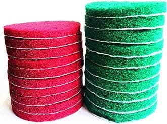 20 Pieces Scrub Pads Drill Power Brush Tile Scrubber Scouring Pads Cleaning Kit Including 2 Kinds of Abrasive Buffing Pads Replacement for Home Kitchen House Indoor Outdoor Cleaning (4 Inch)