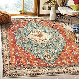 Lahome Felice Boho Tribal Square 6x6 Area Rug, Washable Rugs for Bedroom Aesthetic Soft Living Room Rugs, Oriental Non Slip Non-Shedding Indoor Accent Floor Carpet for Nursery Home Office