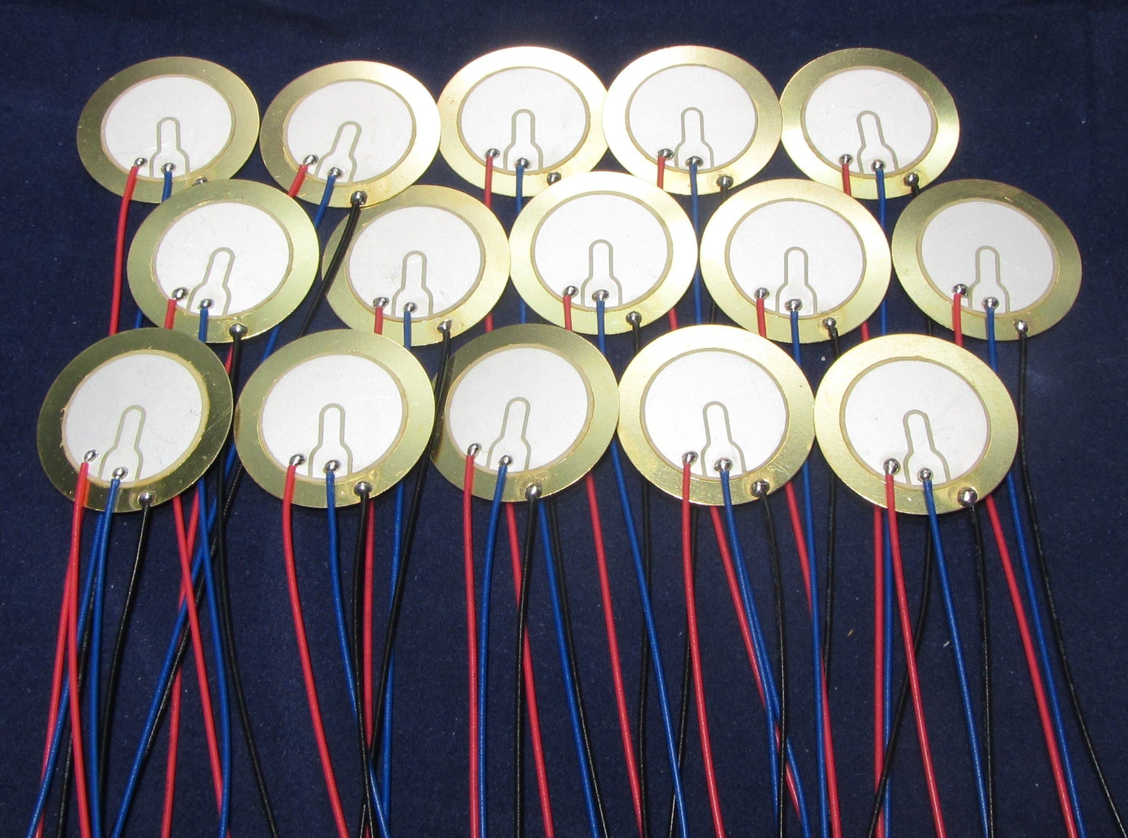 15 Pieces - 27mm Piezo Disc Elements with Feedback Electrode for Buzzer / Alarm Circuit / Hartley Oscillator
