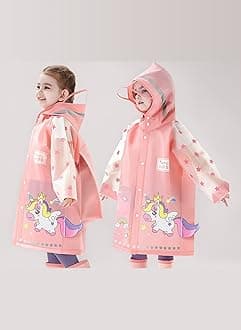 Kids Raincoats Rain Poncho Girls Boys Rain Jacket Waterproof Poncho Toddler Cartoon Rain Wear Reusable with Portable Bag S-4XL Size